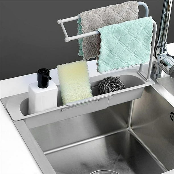 Kitchen Telescopic Sink  Shelf Sponge Drain  Expandable Storage Basket  Holder